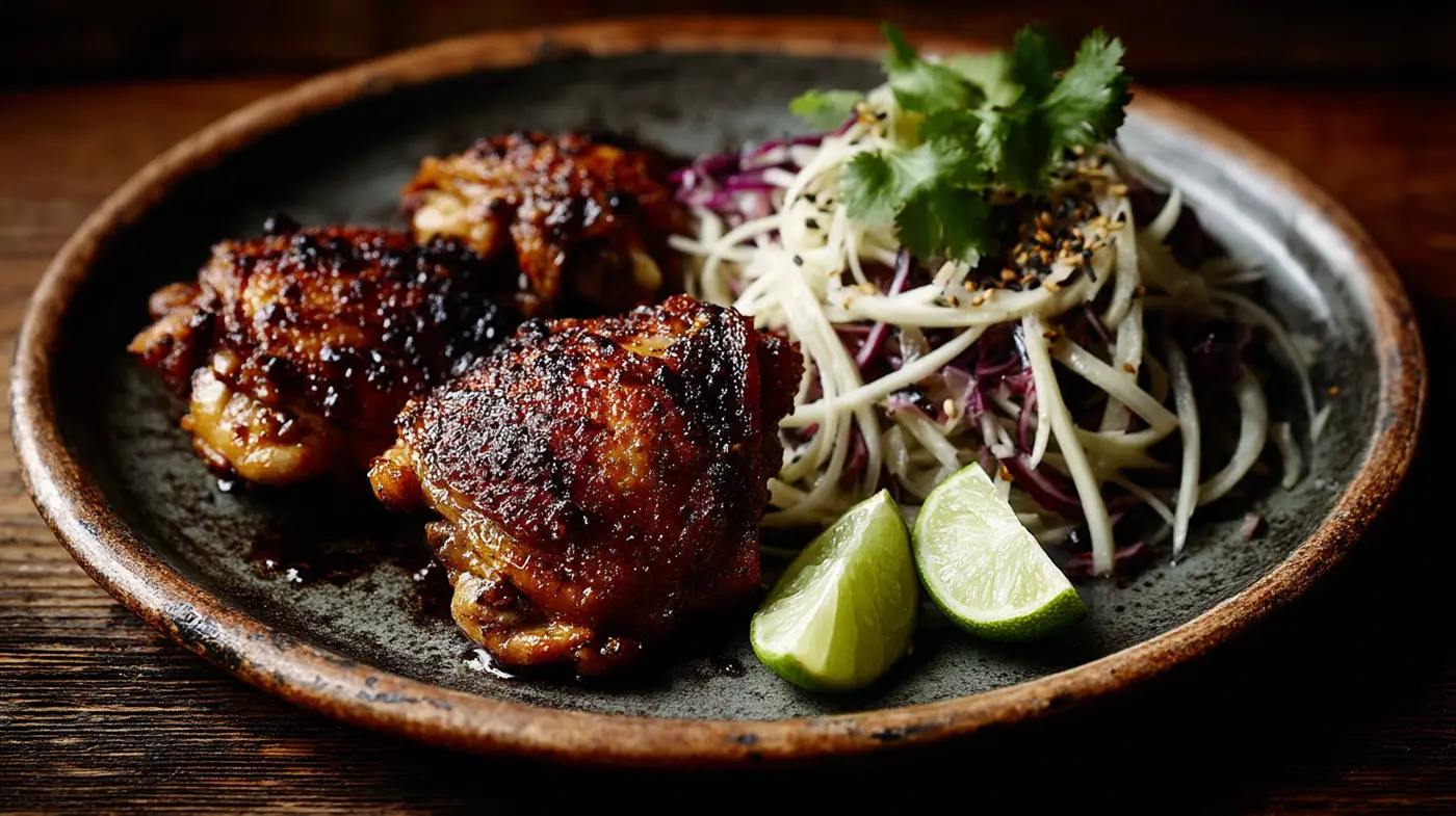 Adobo-Spiced Chicken Thighs with Pickled Jicama Slaw