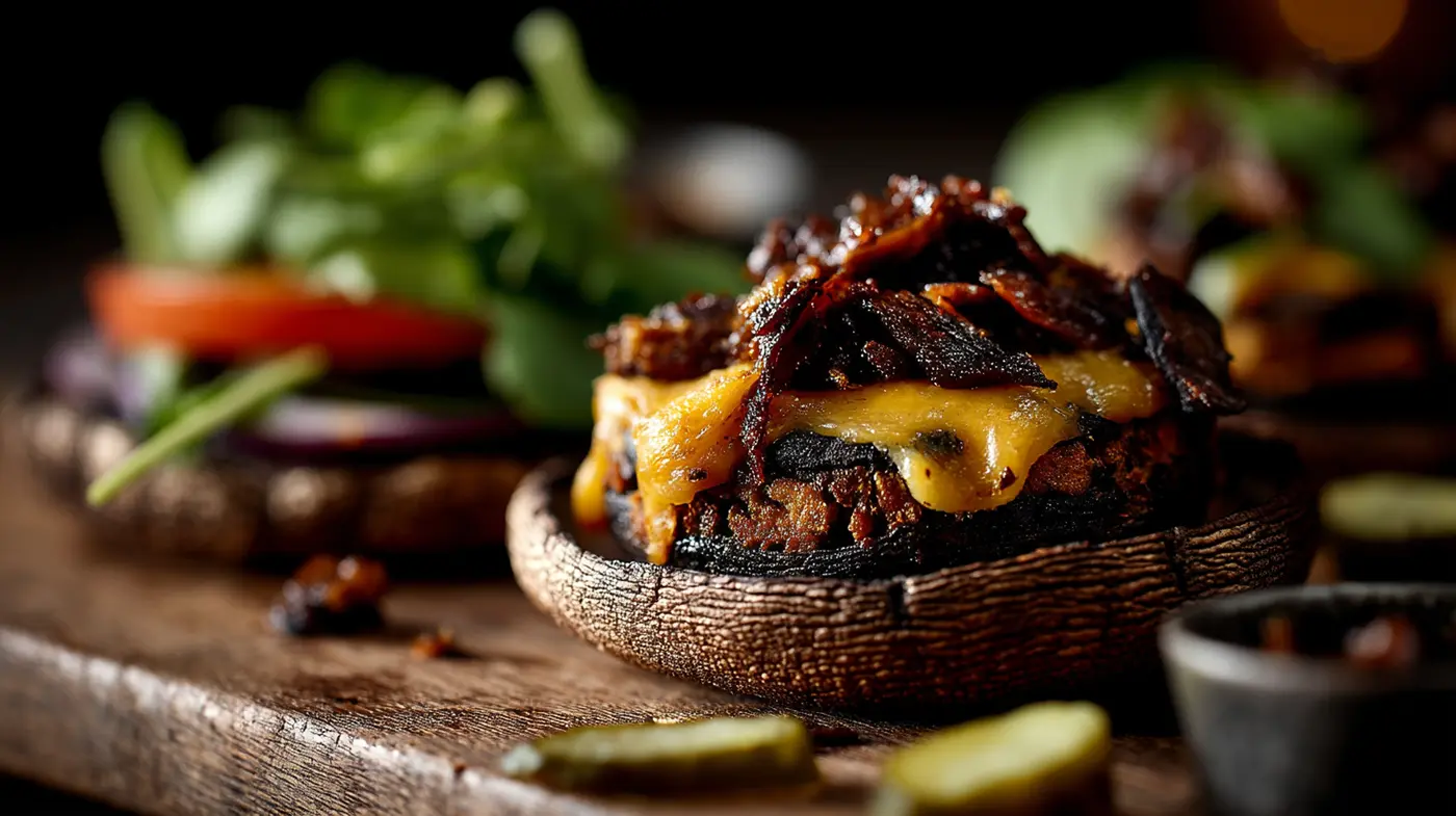 Bacon Jam Veggie Smash Burger with Portobello Bun