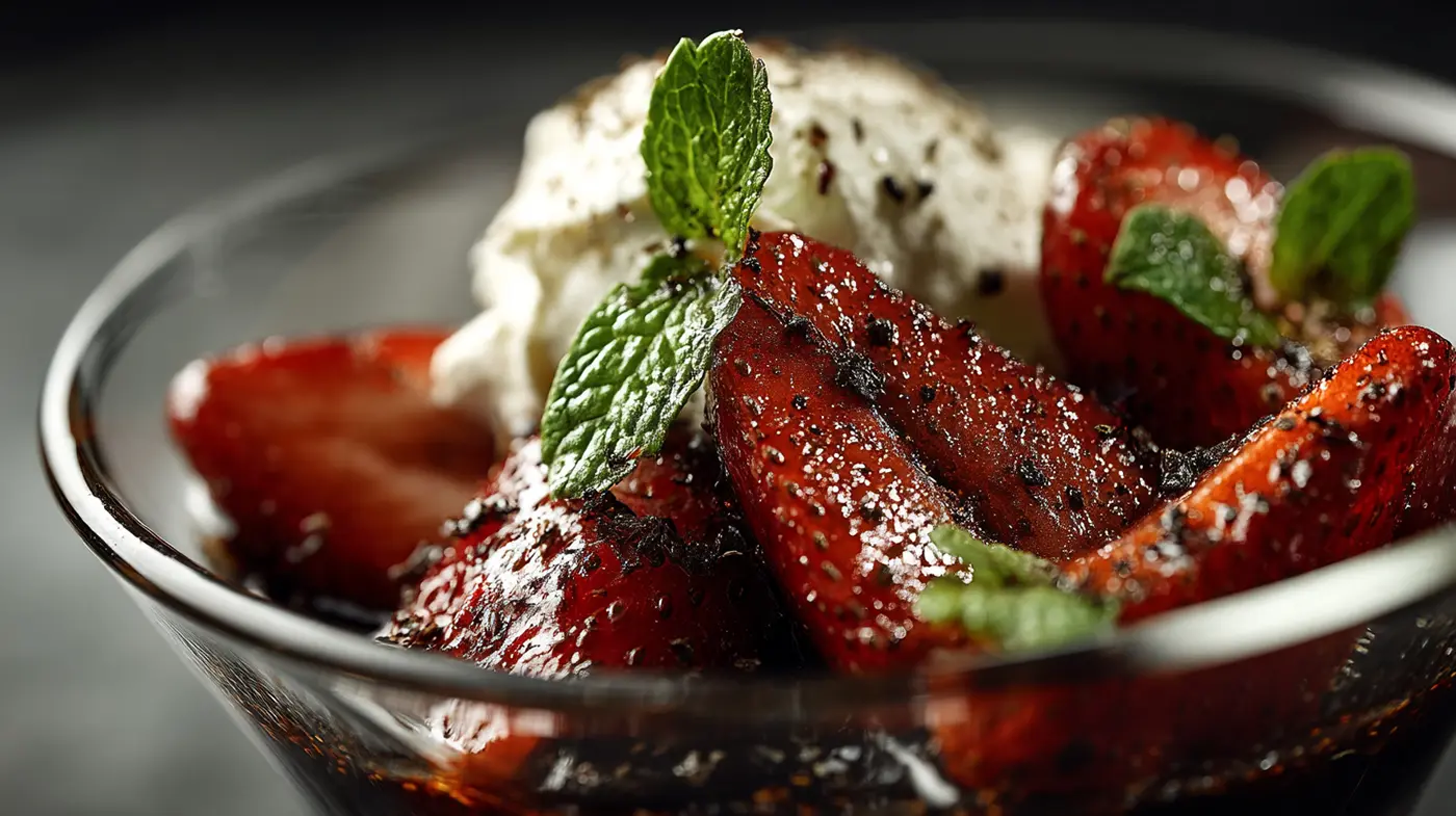 Balsamic & Black Pepper Strawberries with Mascarpone Cloud