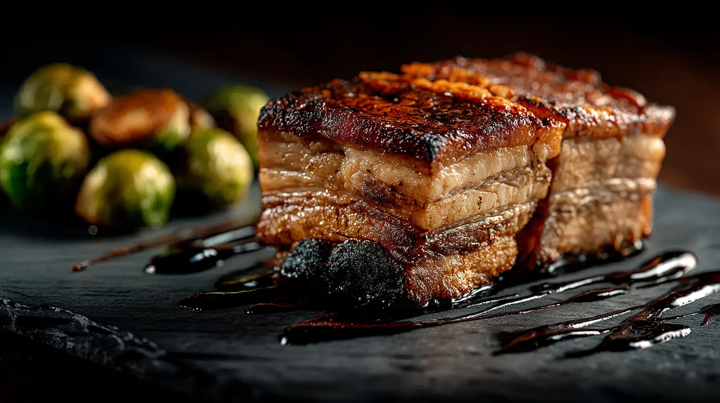Balsamic Glazed Pork Belly with Reduced-Sugar Reduction