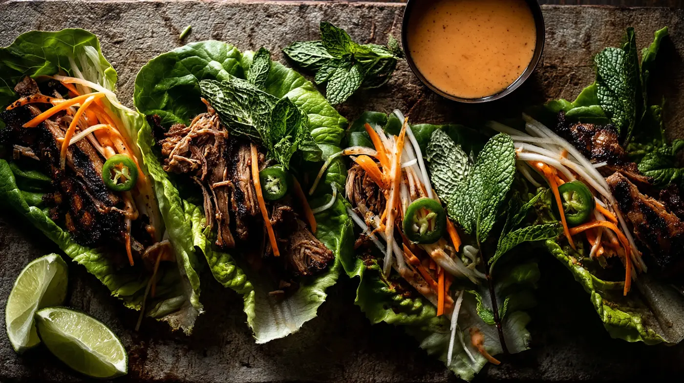 Banh Mi Lettuce Wraps with Lemongrass Pork