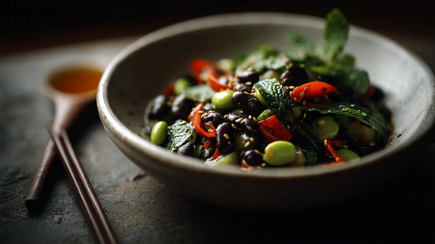 Black Soybean & Sesame Salad with Ginger Dressing