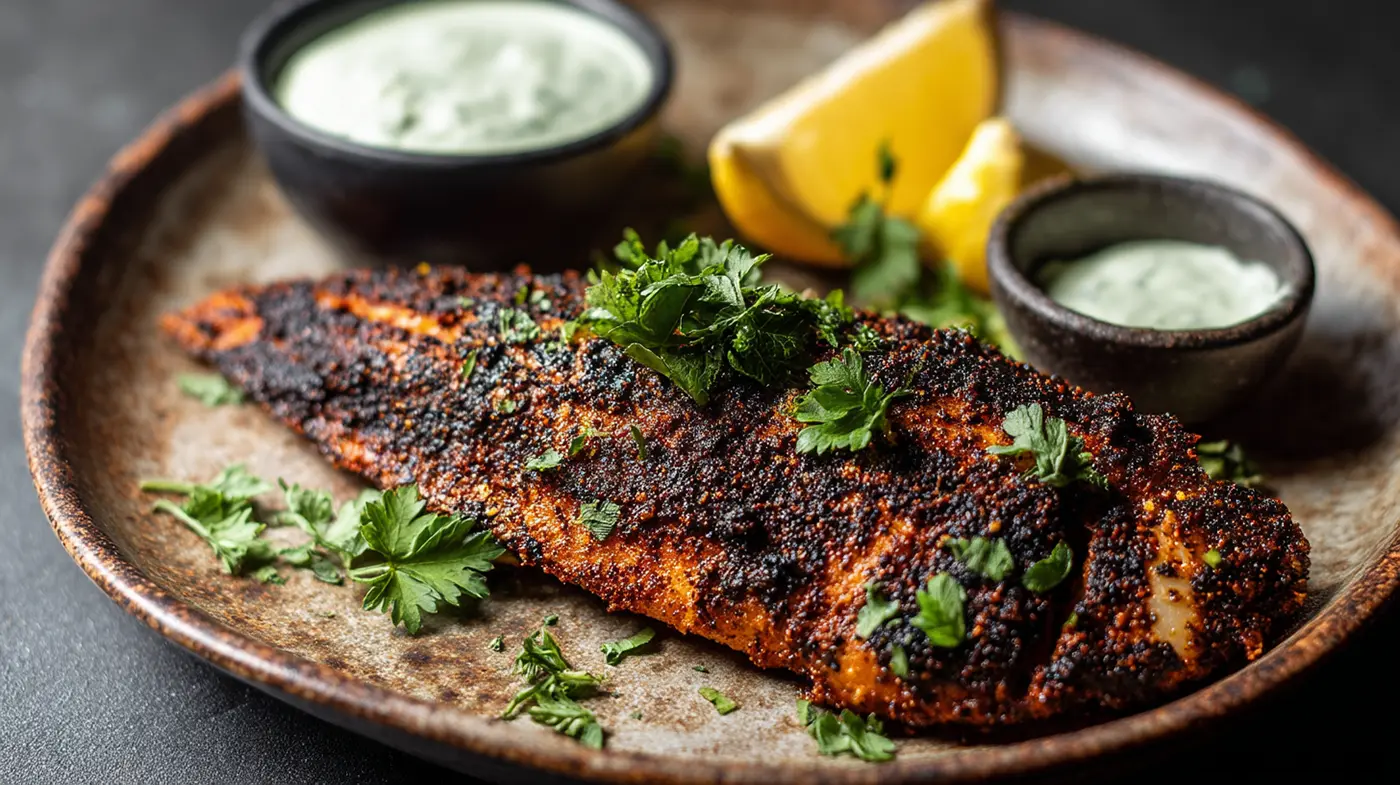 Blackened Cajun Catfish with Remoulade