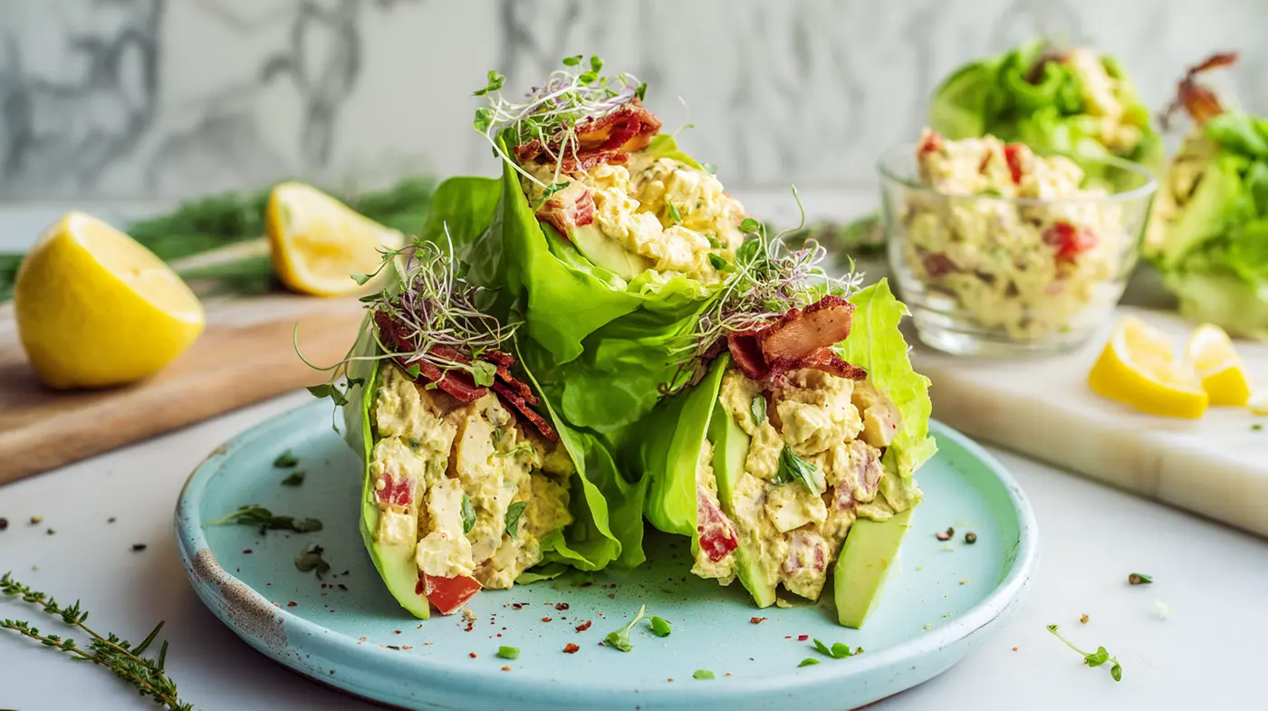 BLT Egg Salad Lettuce Wraps