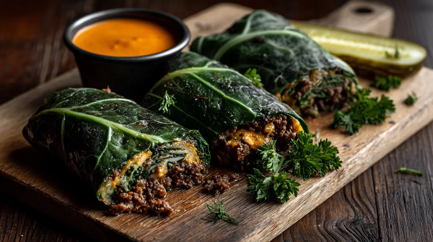 Bronx Bodega Chopped Cheese Collard Wraps