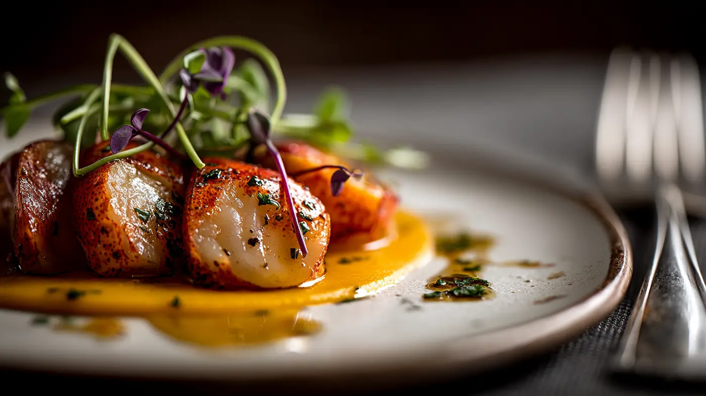 Butter-Poached Lobster with Saffron Turnip Puree