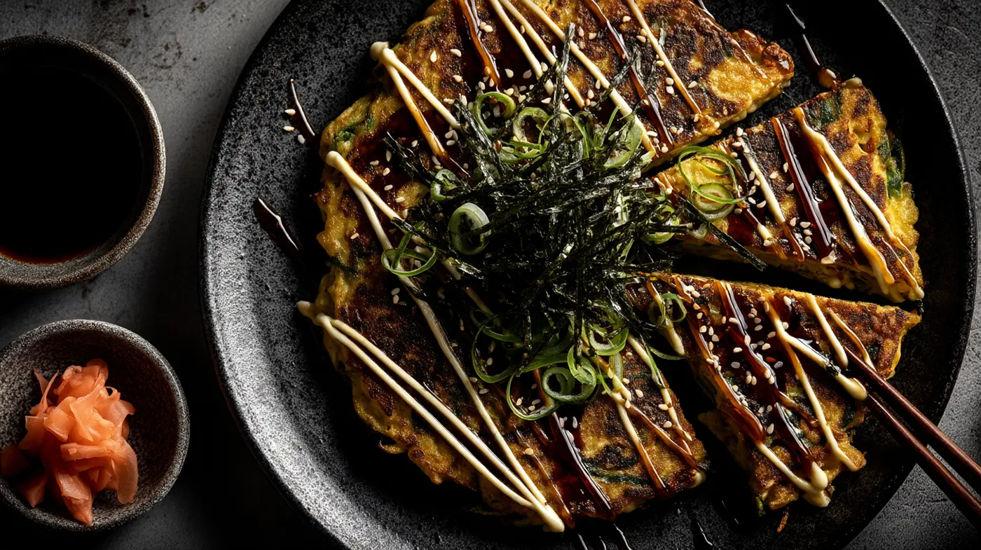 Cabbage Pancakes with Okonomiyaki Sauce