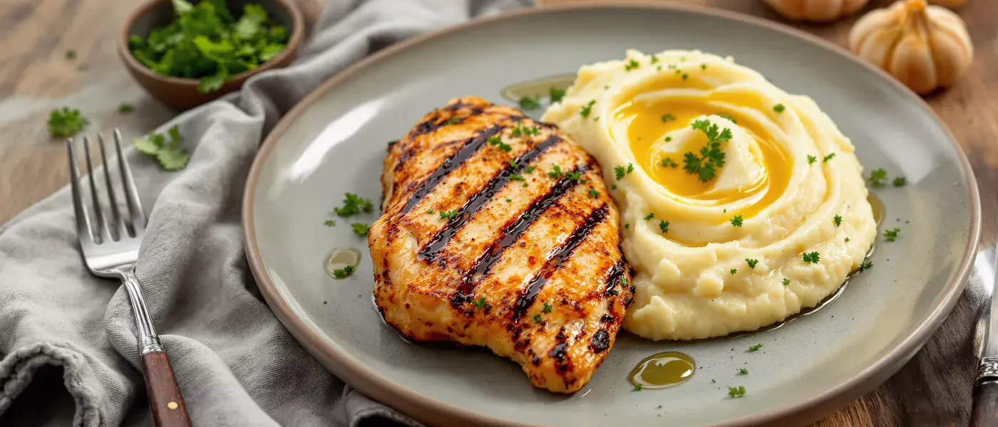 Garlic Herb Grilled Chicken with Cauliflower Mash