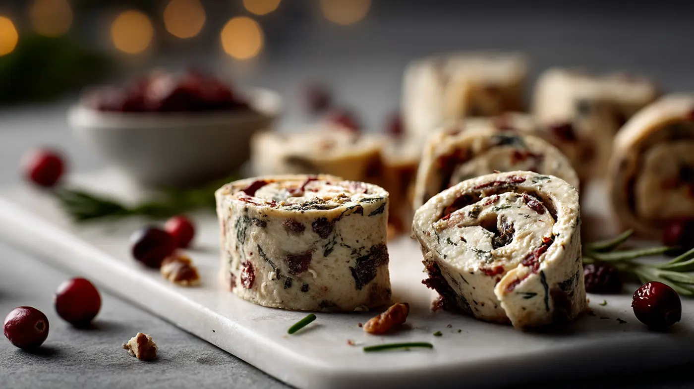 Cranberry Feta Pinwheels with Cream Cheese