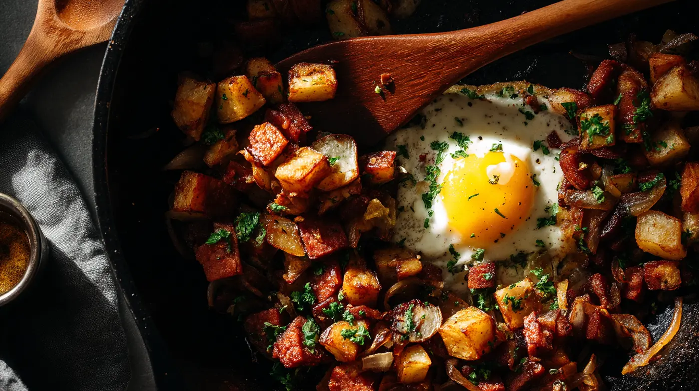 Crispy Corned Beef Hash with Radishes