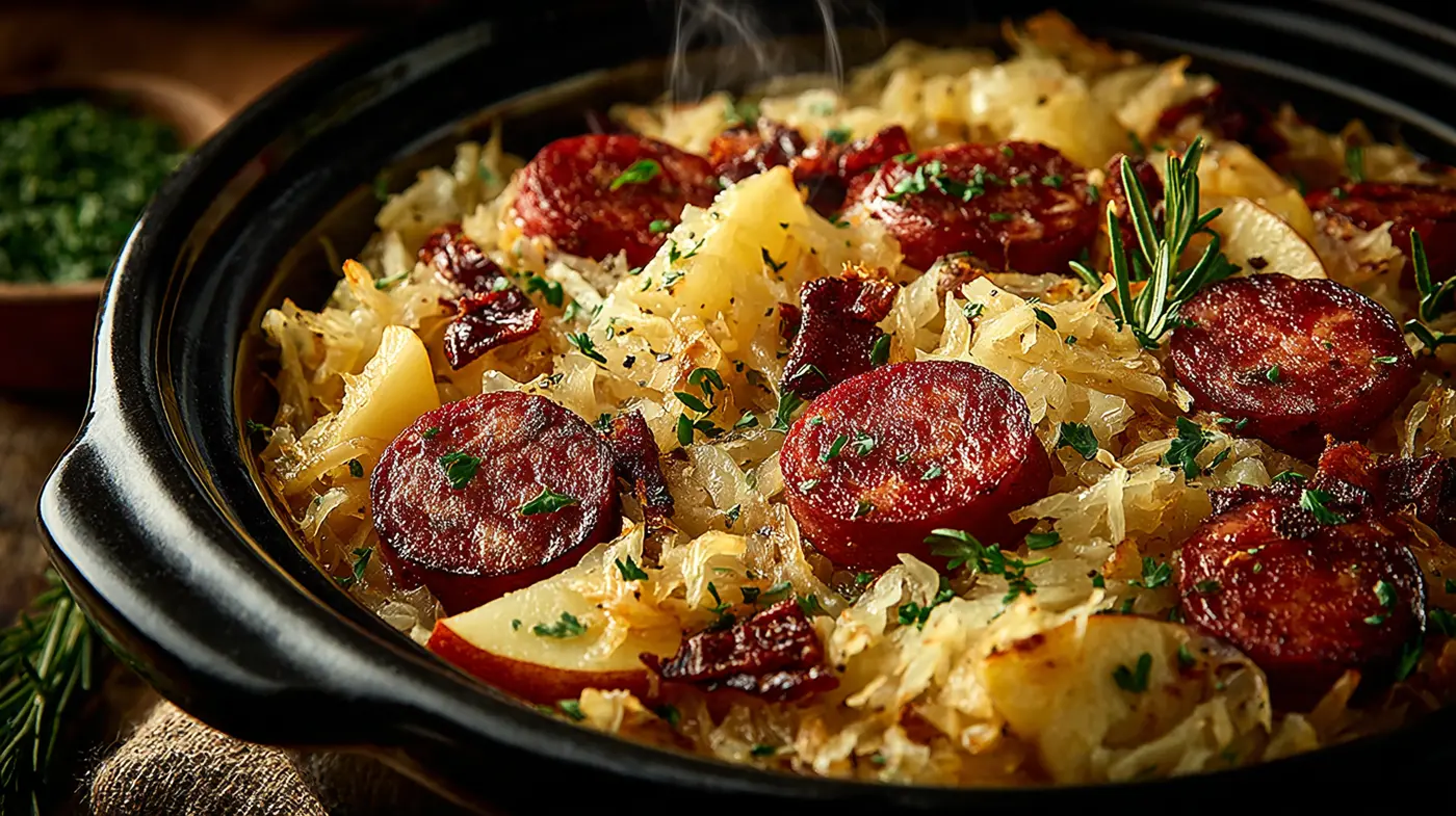 Crockpot Polish Sausage and Sauerkraut