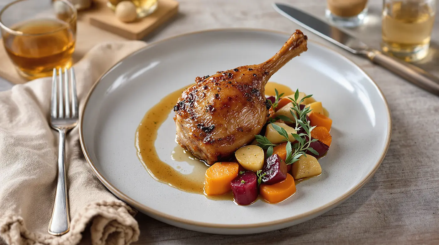 Duck Confit with Roasted Root Vegetables