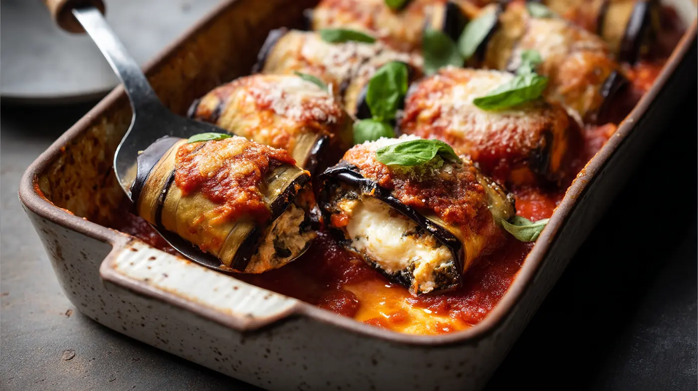 Eggplant Rollatini Triple Cheese Bake