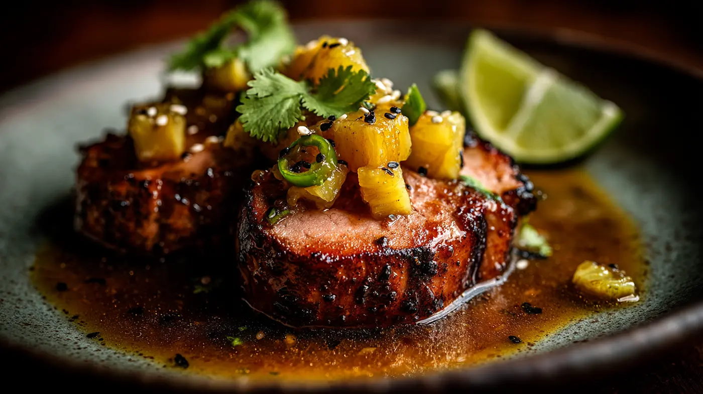 Fermented Pineapple Tepache-Glazed Pork Medallions