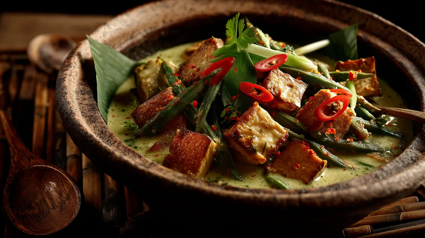 Filipino Gising-Gising with Sigarilyas and Tokwa