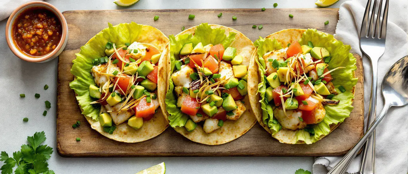 Fish Tacos with Avocado, Grapefruit & Smoky Ancho Salsa