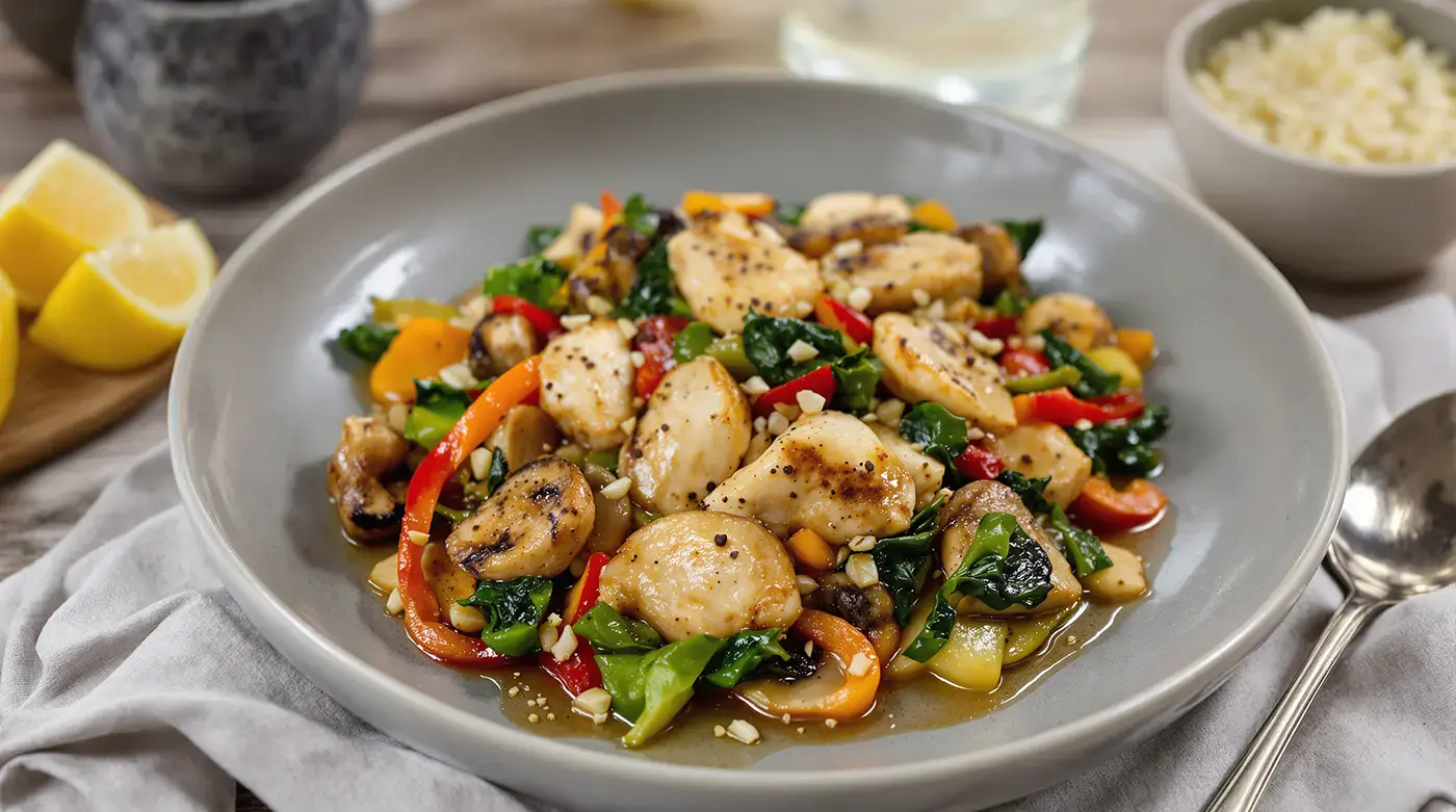 Garlic Butter Chicken with Mushrooms & Peppers