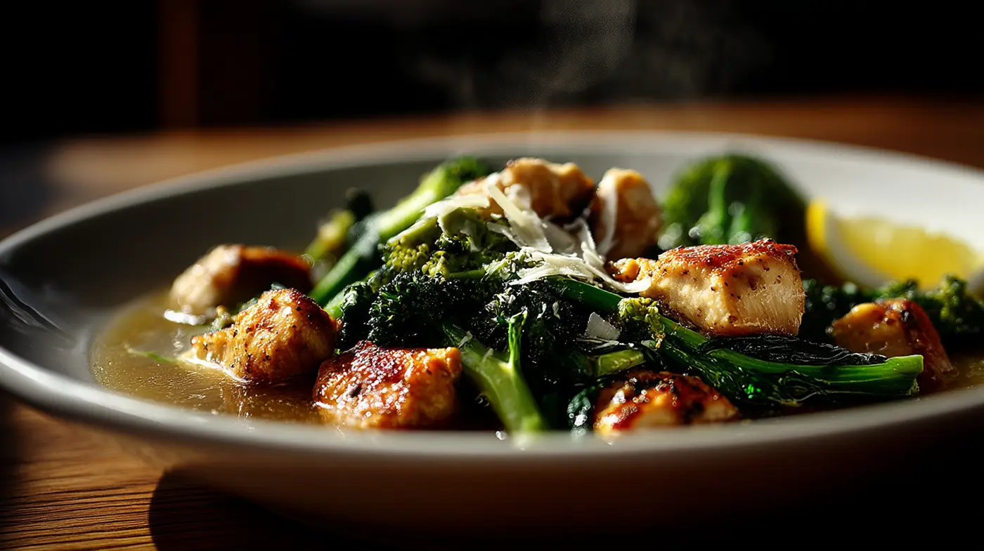 Garlic Chicken with Broccoli and Spinach