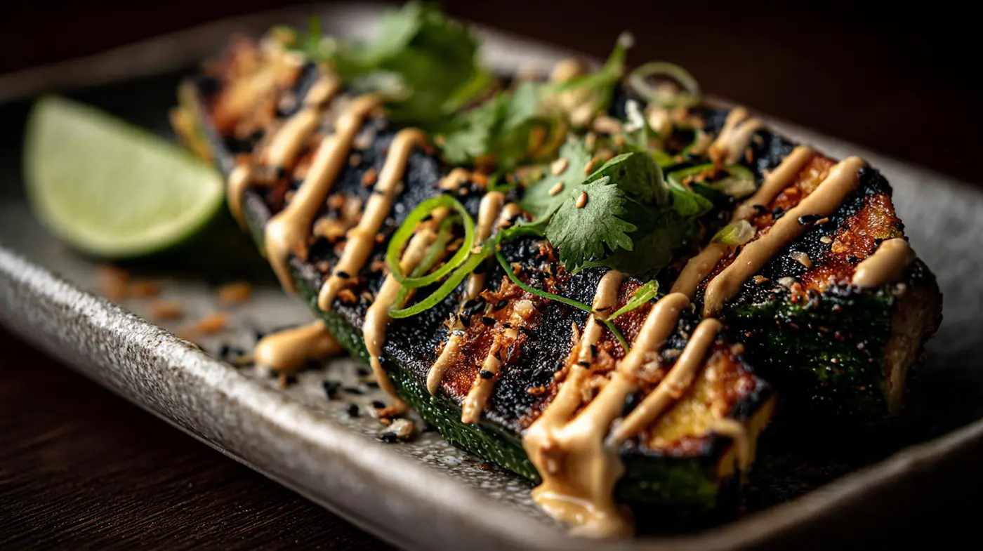 Grilled Bitter Melon with Miso-Tahini Glaze