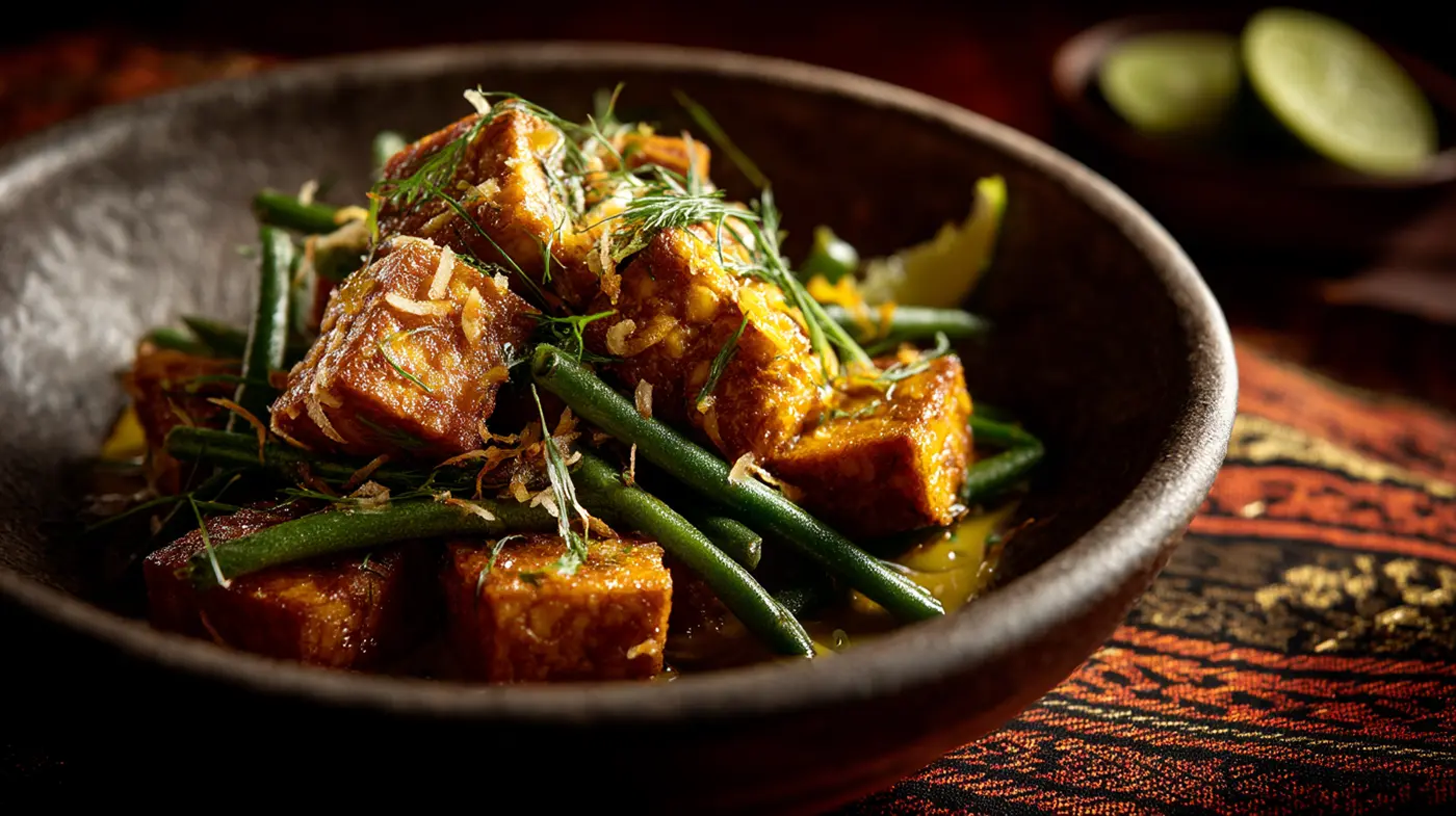 Indonesian Tempeh Balado with Fresh Beans