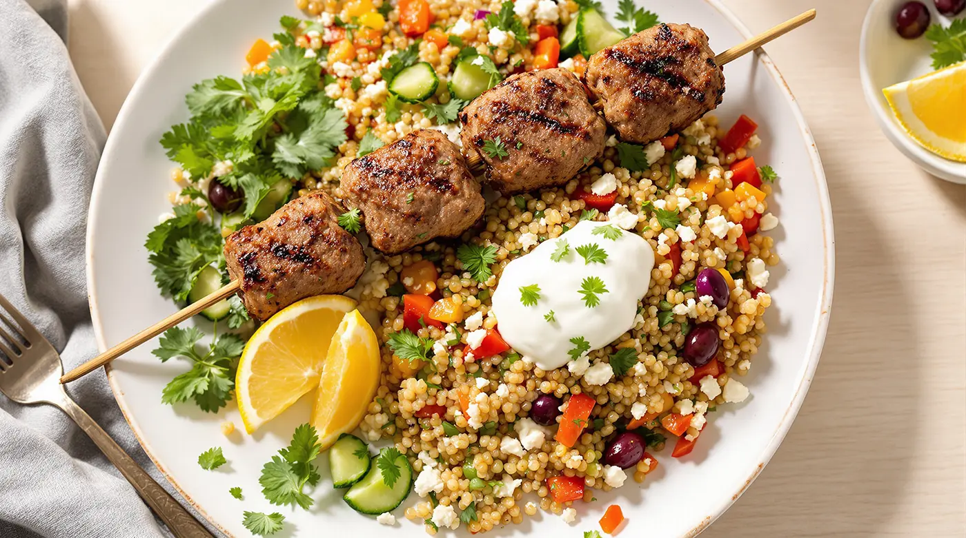 Mediterranean Lamb Kofta Quinoa Salad