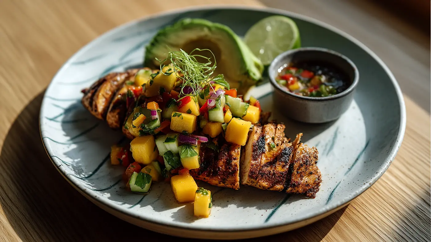 Lemon Ginger Chicken with Pineapple Mango Salsa