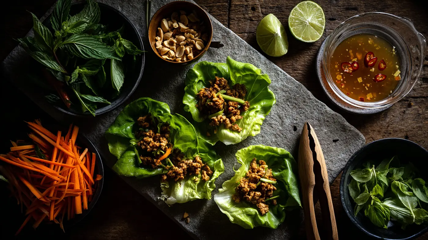 Lemongrass Chicken Lettuce Cups