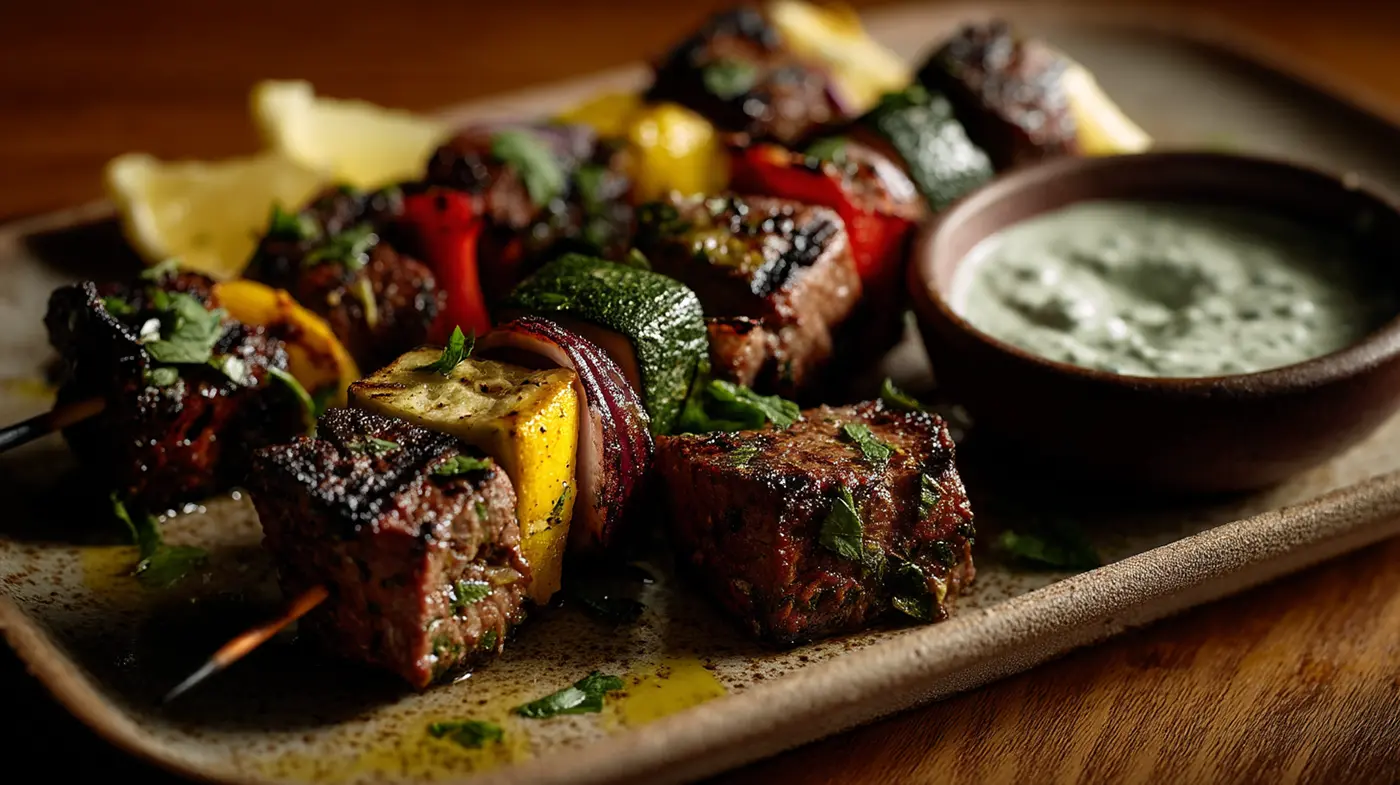 Mediterranean Herb Lamb Skewers with Mint Yogurt Sauce