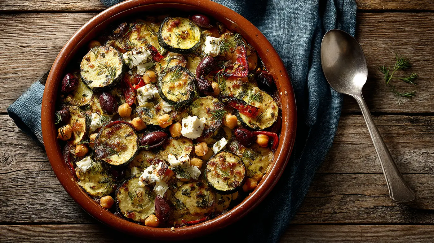 Mediterranean Zucchini-Chickpea Bake with Lemon & Herbs