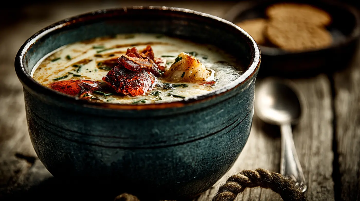 New England Seafood Chowder with Cauliflower Cream