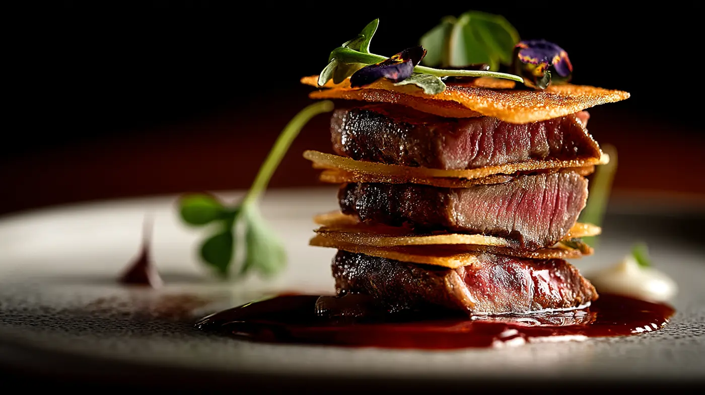 Parisian Duck Heart Mille-Feuille with Bordelaise Jus