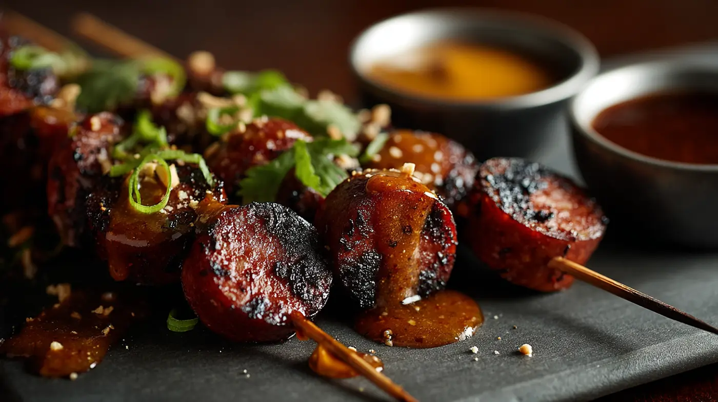Peanut Butter Jelly Time Kielbasa Skewers
