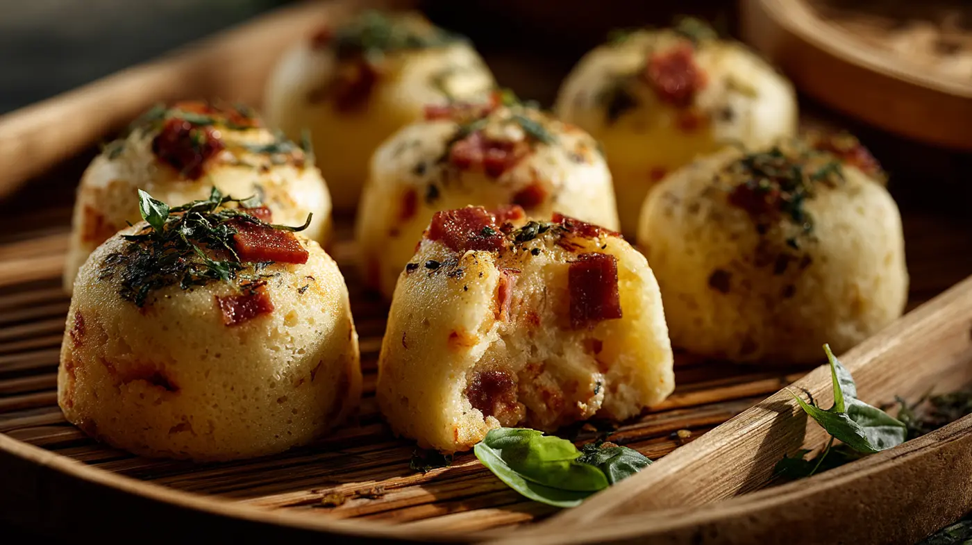 Pizza Flavor Puto with Ham and Cheese