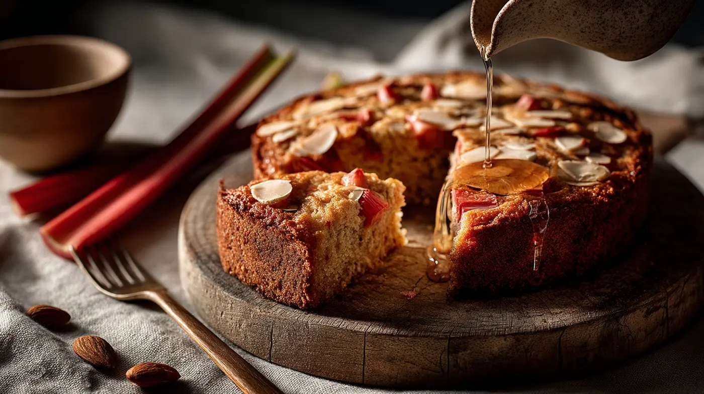 Rhubarb Cake with Butter Sauce
