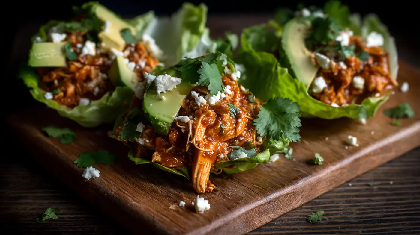 Smoky Chicken Tinga Lettuce Wraps