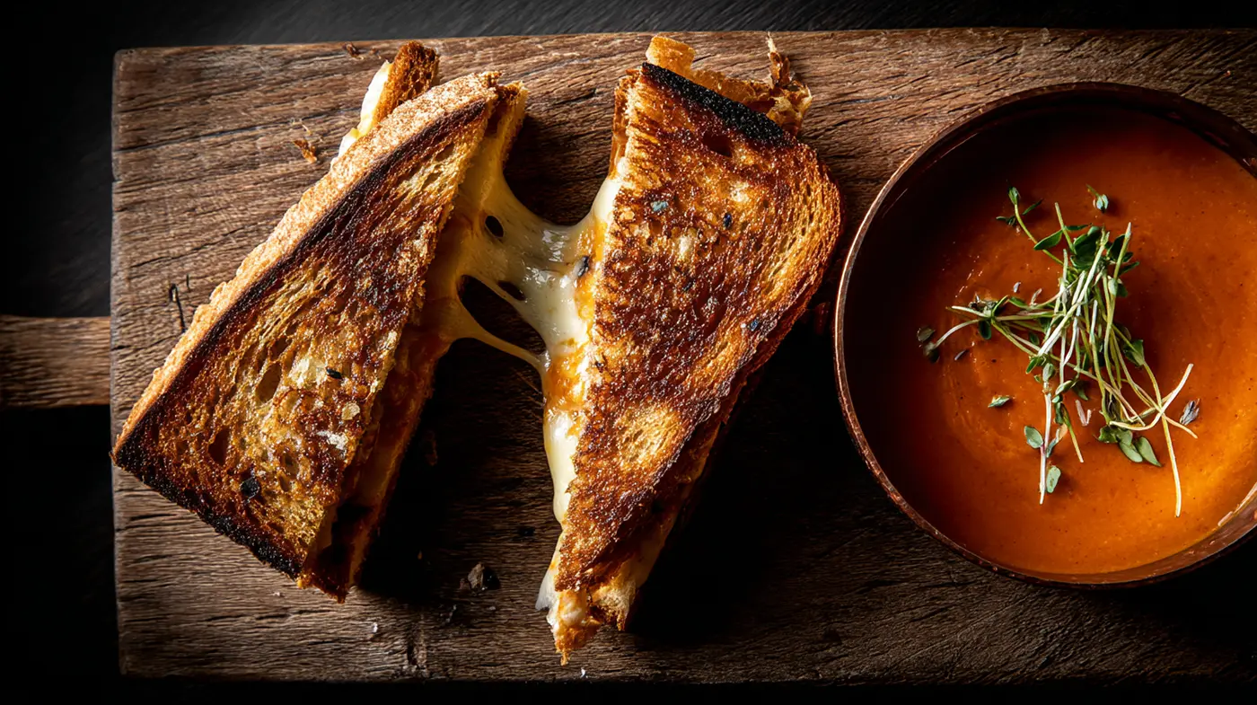 Triple Cheese Melt with Roasted Tomato Bisque