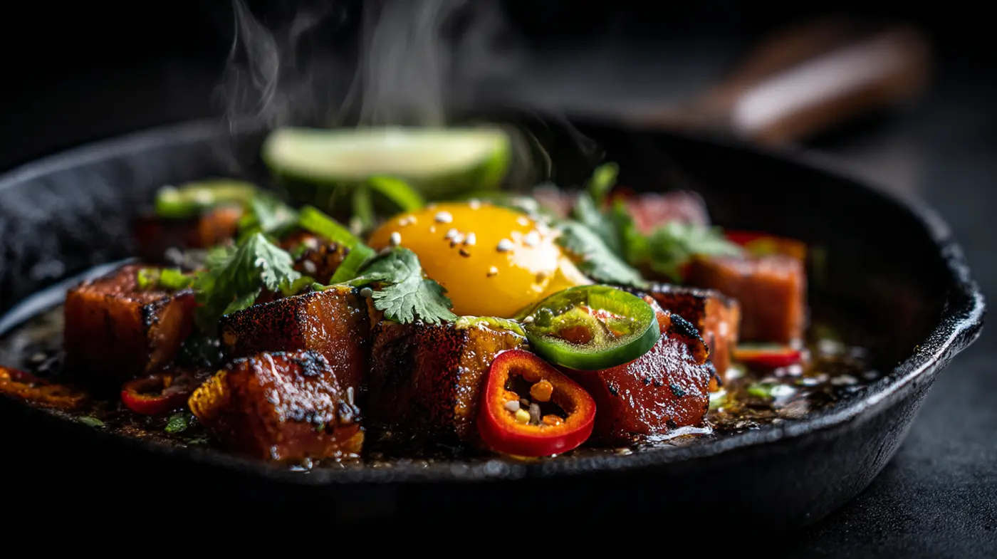 Tuna & Tofu Sizzling Plate with Citrus-Chili Sauce