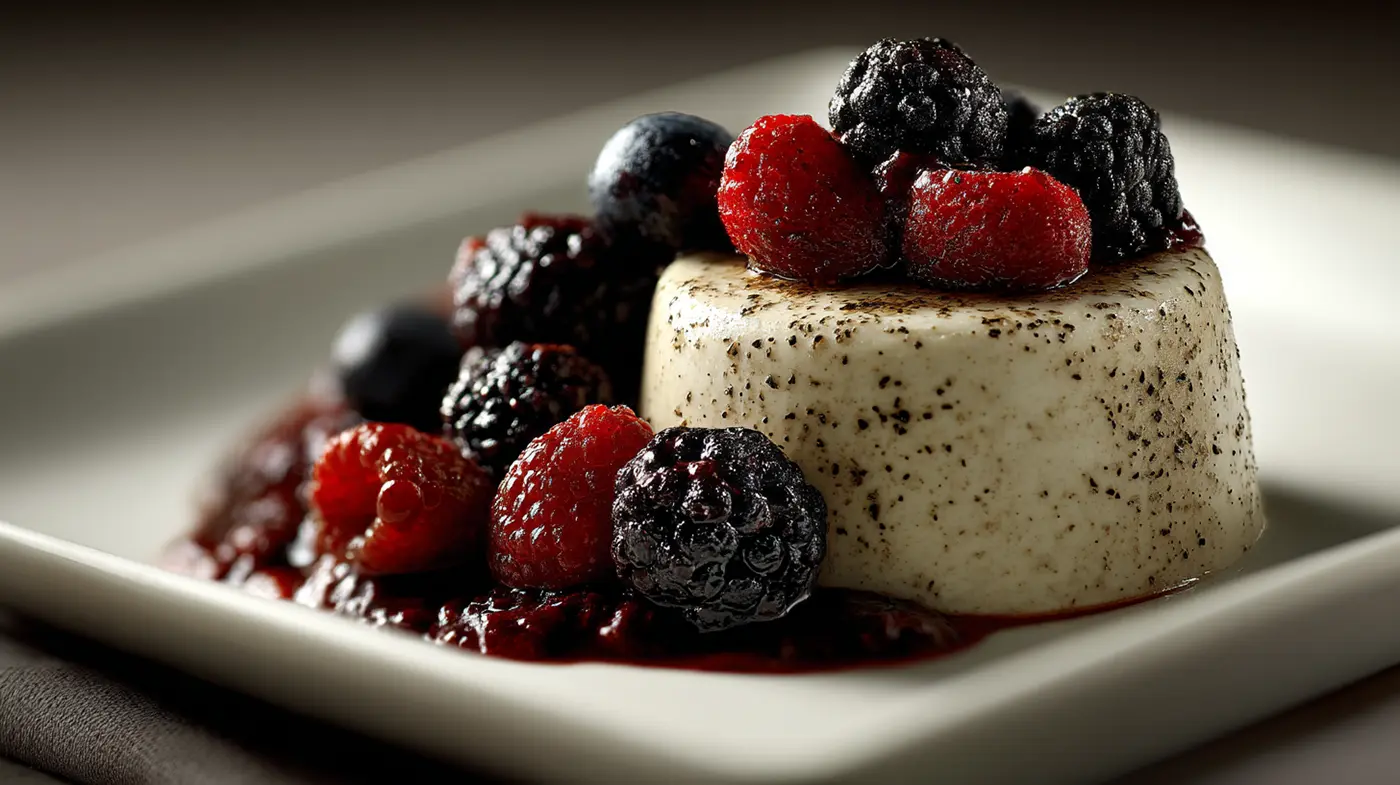 Vanilla Chai Panna Cotta with Berry Compote