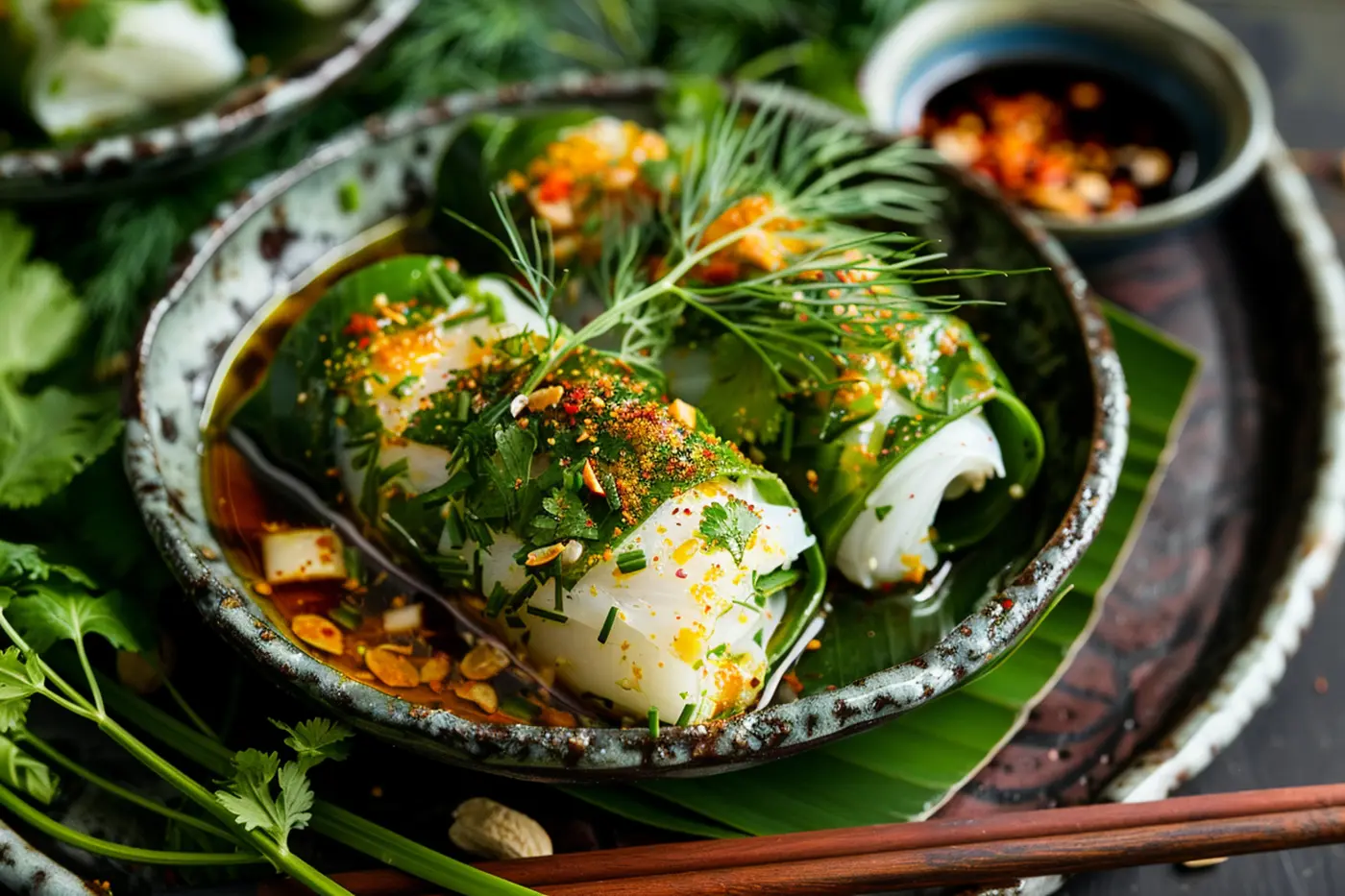 Vietnamese Perilla-Wrapped Fish with Turmeric & Dill